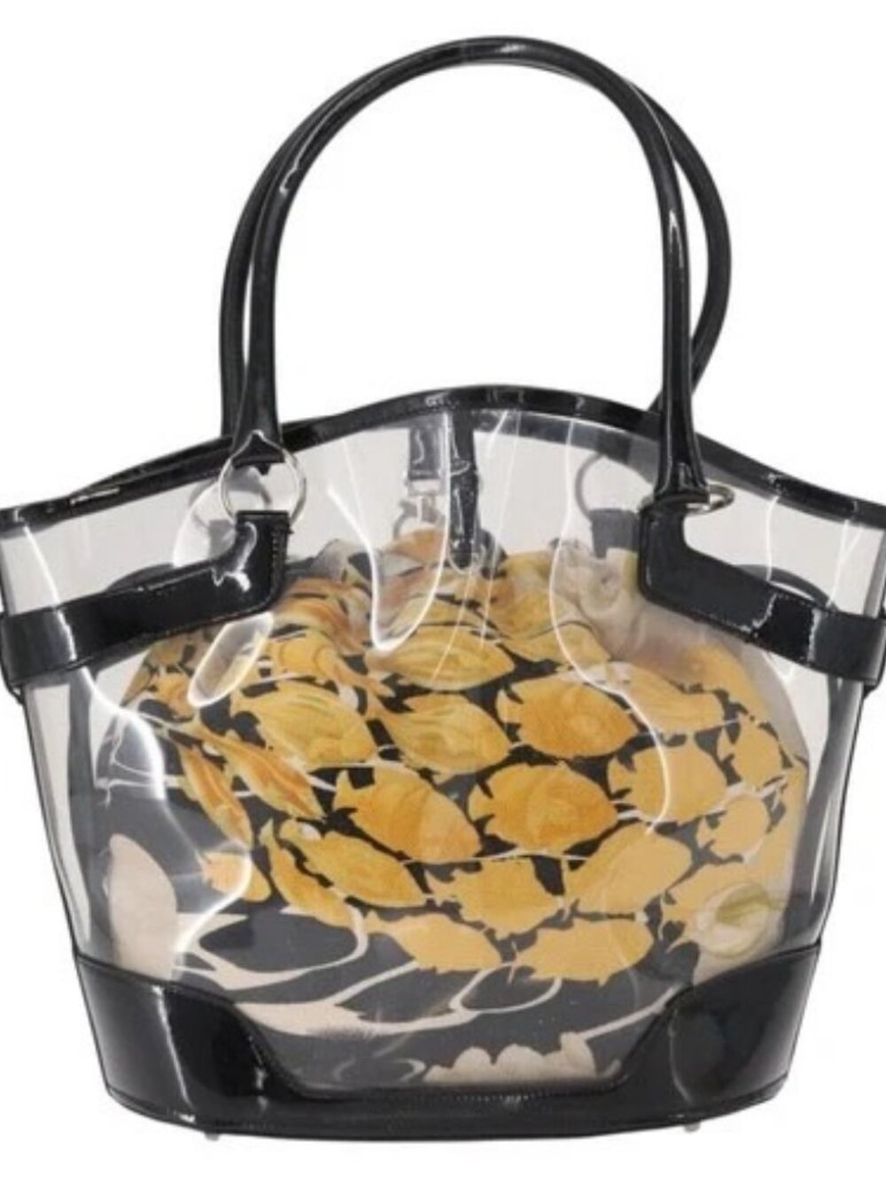 Salvatore Ferragamo Tote Bag Vinyl Clear Silver Auth 151685 View 2